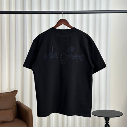Chrome Hearts Rhinestone + Embossed Slogan Short-Sleeve T-Shirt 2609