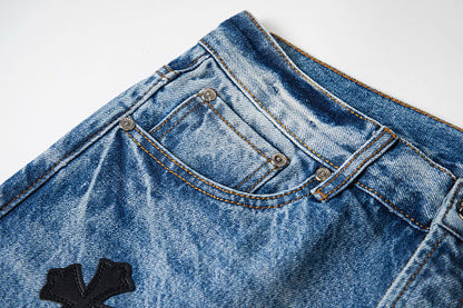 Chrome Hearts Sex Octopus Multi-logo Patchwork Washed Jeans 844