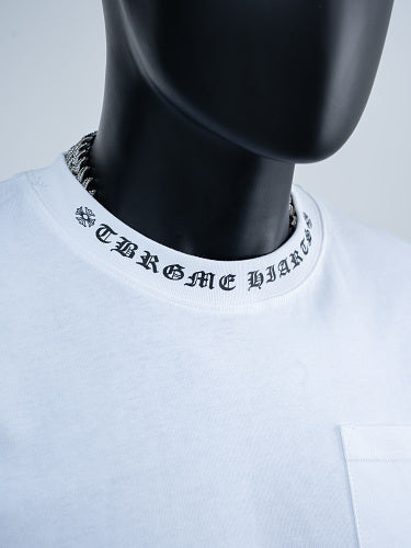 Chrome Hearts Seven-Color Short-Sleeve T-Shirt with Sanskrit Watch Pocket and Letter Print on Neckline