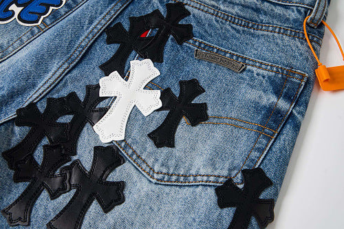 Chrome Hearts Sex Octopus Multi-logo Patchwork Washed Jeans 844
