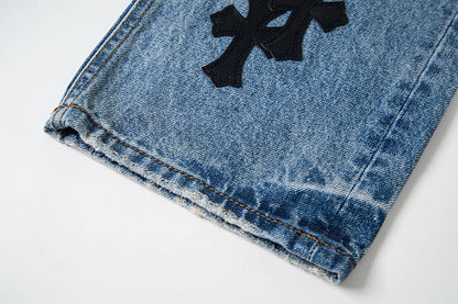 Chrome Hearts Sex Octopus Multi-logo Patchwork Washed Jeans 844