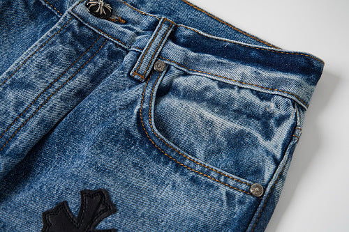 Chrome Hearts Sex Octopus Multi-logo Patchwork Washed Jeans 844
