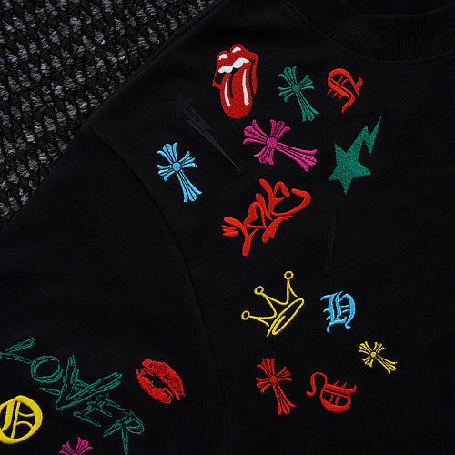 Chrome Hearts Cross Crown Colorful Embroidered Short-Sleeve T-Shirt 2662