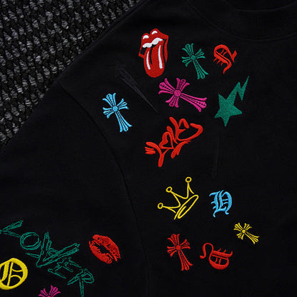 Chrome Hearts Cross Crown Colorful Embroidered Short-Sleeve T-Shirt 2662