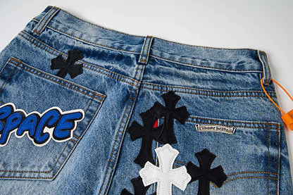 Chrome Hearts Sex Octopus Multi-logo Patchwork Washed Jeans 844