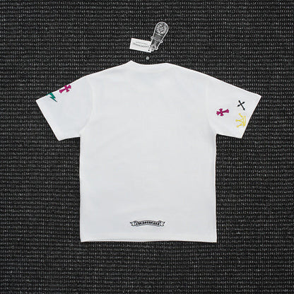 Chrome Hearts Cross Crown Colorful Embroidered Short-Sleeve T-Shirt 2662
