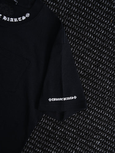 Chrome Hearts Seven-Color Short-Sleeve T-Shirt with Sanskrit Watch Pocket and Letter Print on Neckline
