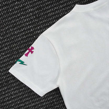 Chrome Hearts Cross Crown Colorful Embroidered Short-Sleeve T-Shirt 2662