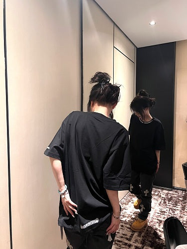 Chrome Hearts Seven-Color Short-Sleeve T-Shirt with Sanskrit Watch Pocket and Letter Print on Neckline