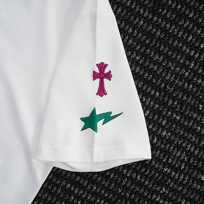 Chrome Hearts Cross Crown Colorful Embroidered Short-Sleeve T-Shirt 2662