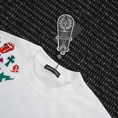 Chrome Hearts Cross Crown Colorful Embroidered Short-Sleeve T-Shirt 2662