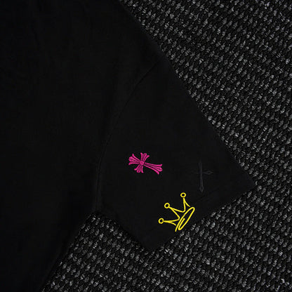 Chrome Hearts Cross Crown Colorful Embroidered Short-Sleeve T-Shirt 2662