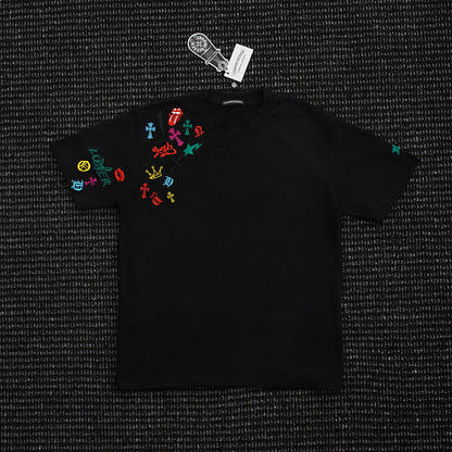 Chrome Hearts Cross Crown Colorful Embroidered Short-Sleeve T-Shirt 2662