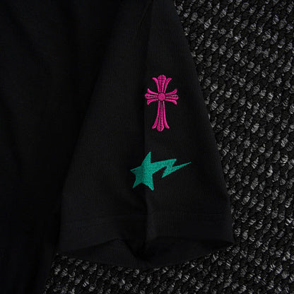 Chrome Hearts Cross Crown Colorful Embroidered Short-Sleeve T-Shirt 2662
