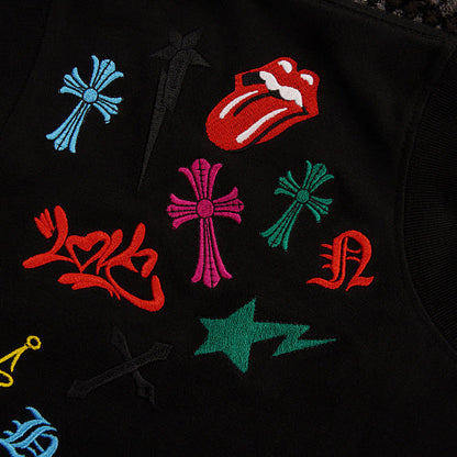 Chrome Hearts Cross Crown Colorful Embroidered Short-Sleeve T-Shirt 2662
