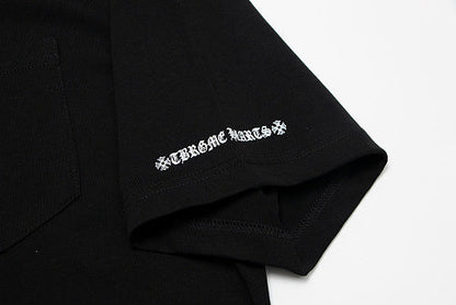 Chrome Hearts Seven-Color Short-Sleeve T-Shirt with Sanskrit Watch Pocket and Letter Print on Neckline