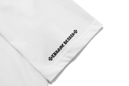 Chrome Hearts Seven-Color Short-Sleeve T-Shirt with Sanskrit Watch Pocket and Letter Print on Neckline