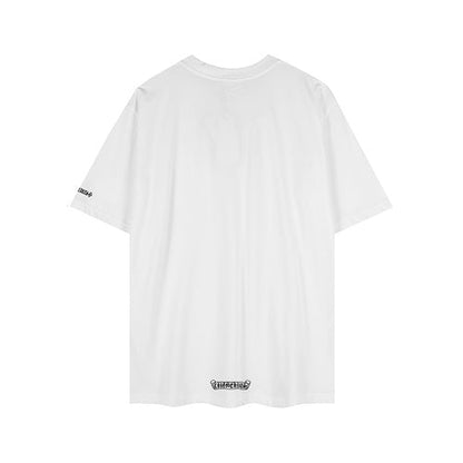 Chrome Hearts Seven-Color Short-Sleeve T-Shirt with Sanskrit Watch Pocket and Letter Print on Neckline