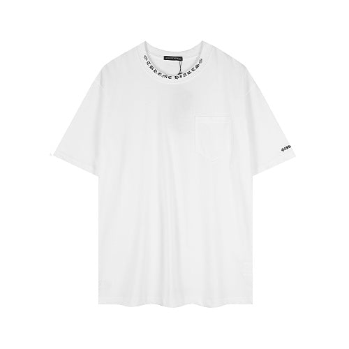 Chrome Hearts Seven-Color Short-Sleeve T-Shirt with Sanskrit Watch Pocket and Letter Print on Neckline