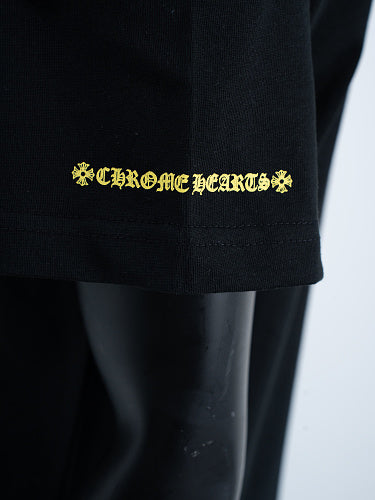 Chrome Hearts Seven-Color Short-Sleeve T-Shirt with Sanskrit Watch Pocket and Letter Print on Neckline
