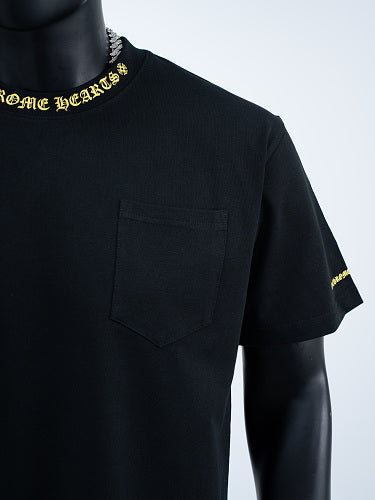 Chrome Hearts Seven-Color Short-Sleeve T-Shirt with Sanskrit Watch Pocket and Letter Print on Neckline