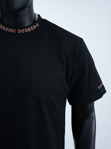 Chrome Hearts Seven-Color Short-Sleeve T-Shirt with Sanskrit Watch Pocket and Letter Print on Neckline