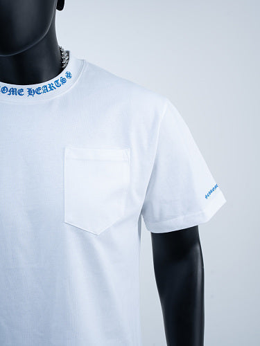 Chrome Hearts Seven-Color Short-Sleeve T-Shirt with Sanskrit Watch Pocket and Letter Print on Neckline