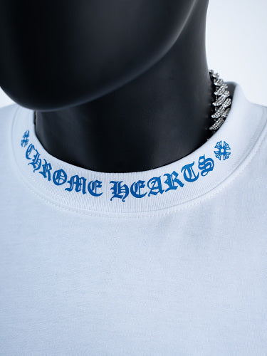 Chrome Hearts Seven-Color Short-Sleeve T-Shirt with Sanskrit Watch Pocket and Letter Print on Neckline