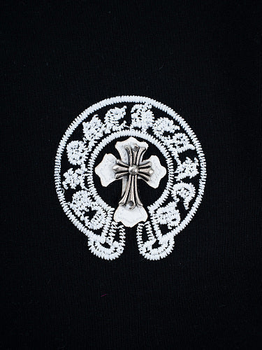 Chrome Hearts Seven-Color Short-Sleeve T-Shirt with Sanskrit Watch Pocket and Letter Print on Neckline