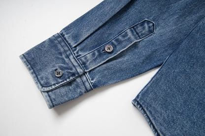 Ami Heart Logo Embroidered Denim Shirt 852