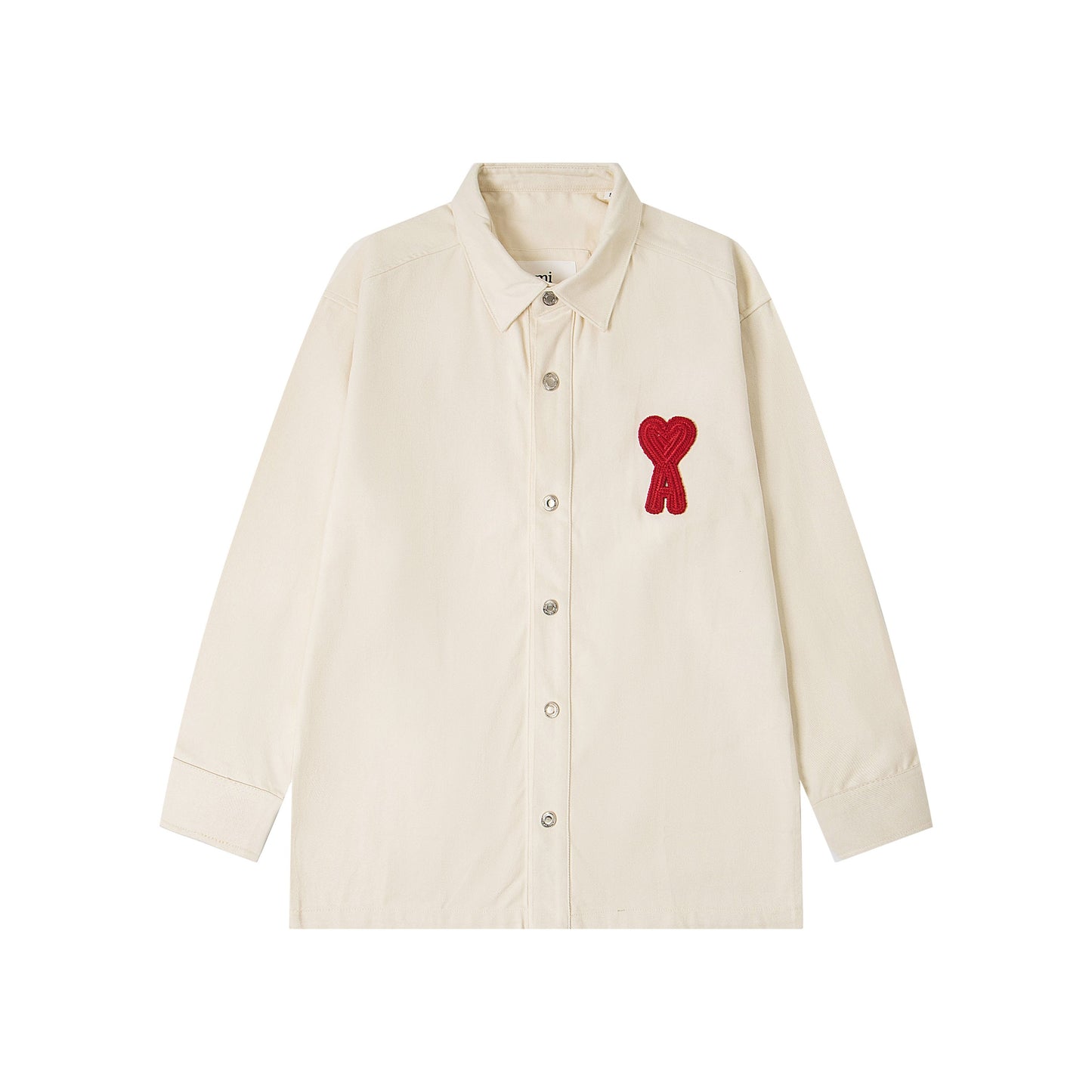 Ami Classic Heart Embroidered Long-Length Denim Shirt 848