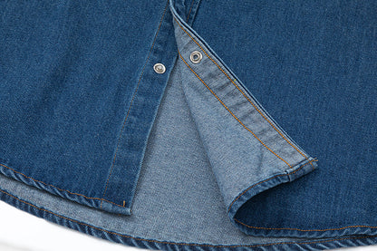 Ami Heart Logo Embroidered Denim Shirt 816