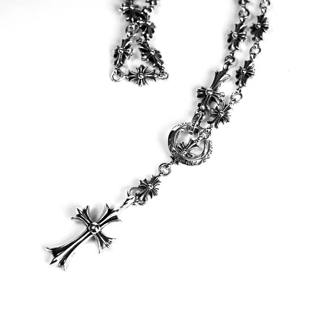 Chrome Hearts CROSS AND BABYFAT CHARM WITH TINY E CH PLUS CHALK CHAIN