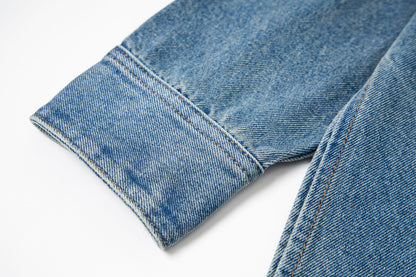Ami Classic Heart Embroidered Long-Length Denim Shirt 848
