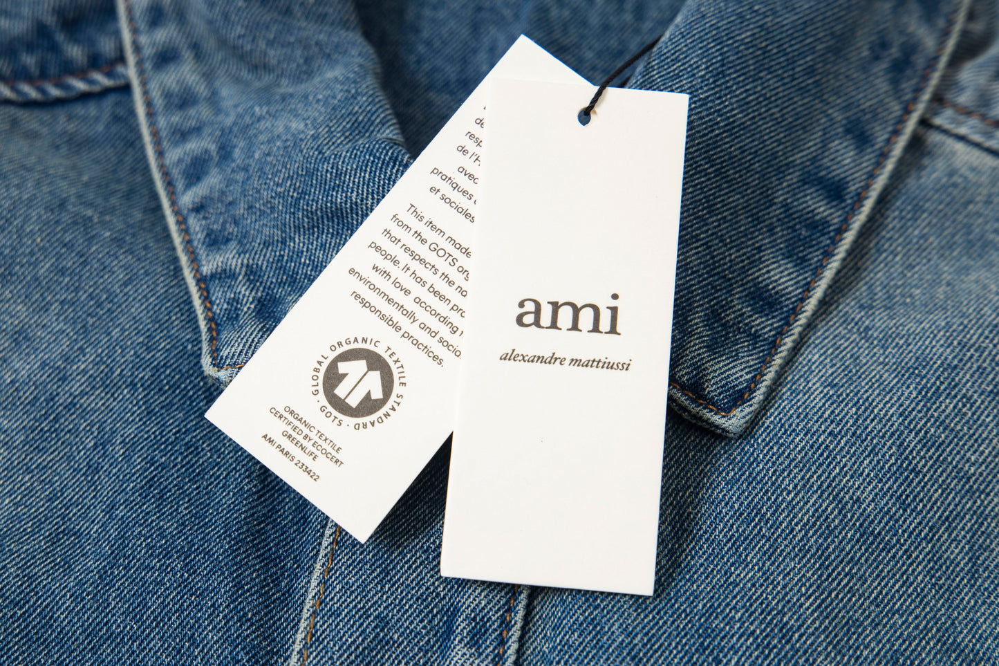 Ami Classic Heart Embroidered Long-Length Denim Shirt 848