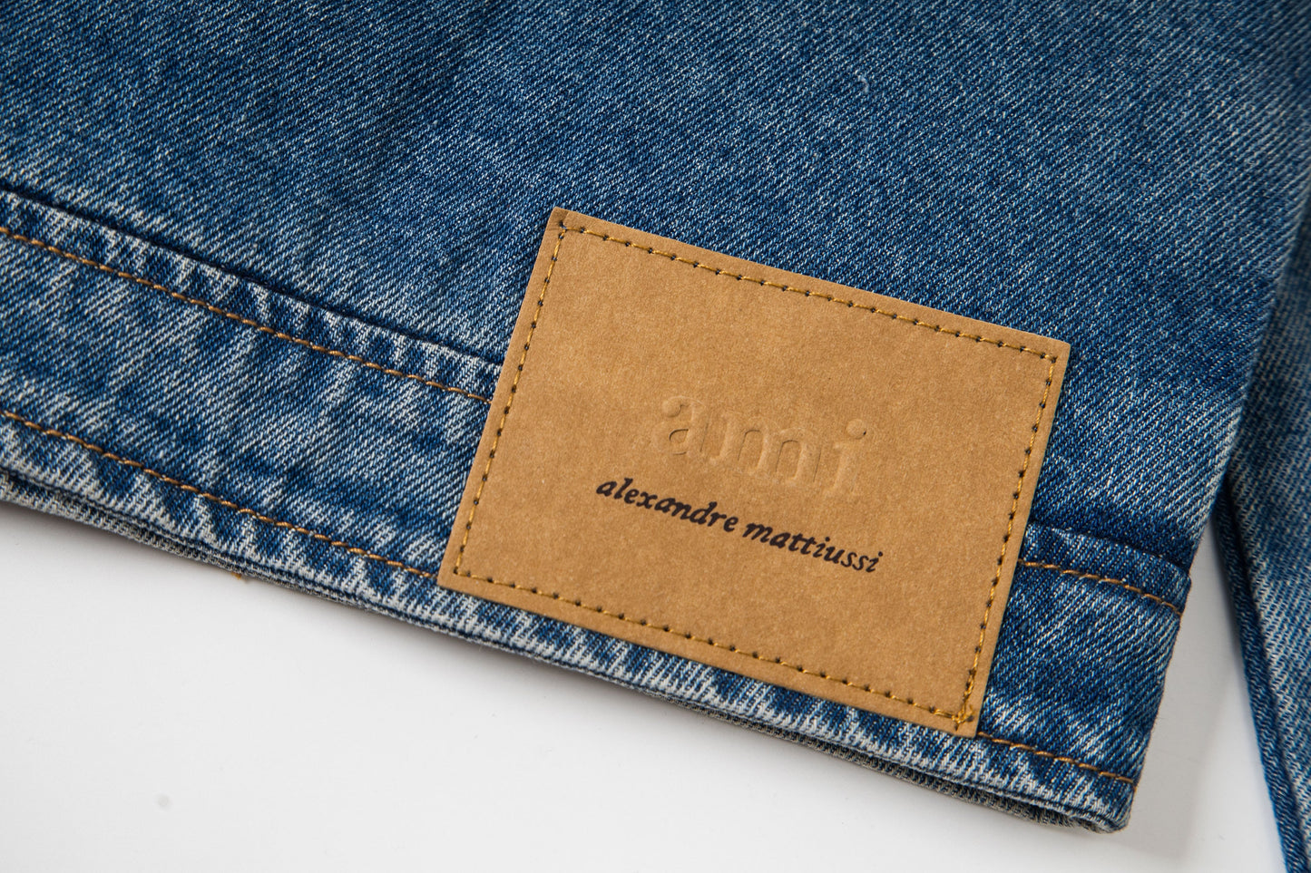 Ami Heart Logo Embroidered Denim Shirt 853