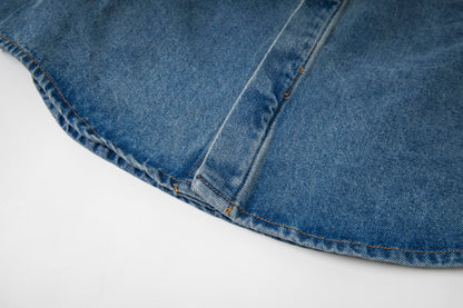Ami Classic Heart Embroidered Cropped Denim Shirt 847