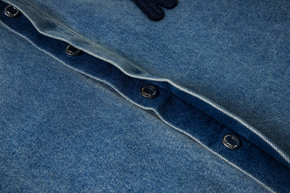Ami Classic Heart Embroidered Cropped Denim Shirt 847